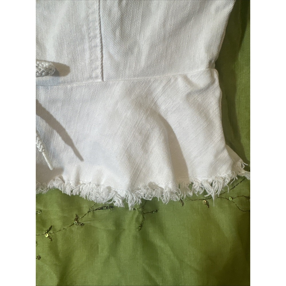 White Denim Corset Jean Lace Up Front Cotton‎ Bustier Peplum Festival 8 - Picture 3 of 5